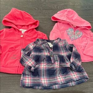 Carter's Girls Pink & Navy Mix Hoodie & Plaid Top Set